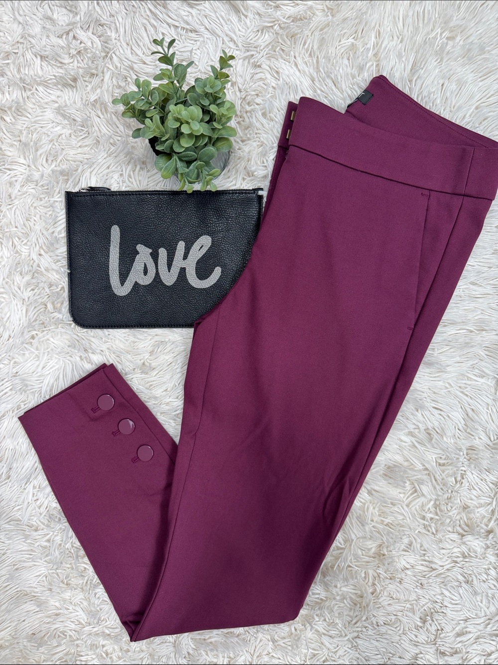 Loft Button Ankle Ponte Pants ๐ Plum
